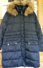 Centigrade Super Soft Fill Washable Coat Detachable Faux Fur Trim Hood Navy Xs