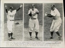 1943 Press Photo Brooklyn Dodgers Coach Charles Dresden shown at 3rd base
