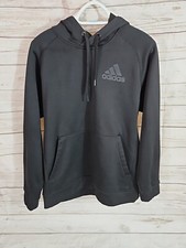 Adidas Mens SZ LG Climawarm Fleece Lined Hooded Jacket Black Pockets Pull Over