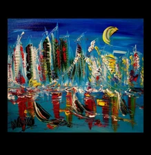 CITYSCAPE  IMPRESSIONIST   Nice ORIGINAL OIL  PAINTING CANVAS -  43TYJy