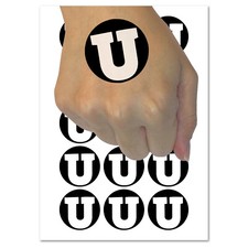 Letter U Uppercase Fun Bold Font Temporary Tattoo Water Resistant Body Art Set