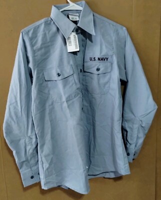 New With Tags GENUINE USN  WOMENS CHAMBRAY UTILITY WORK SHIRT Long Sleeve 36x32 