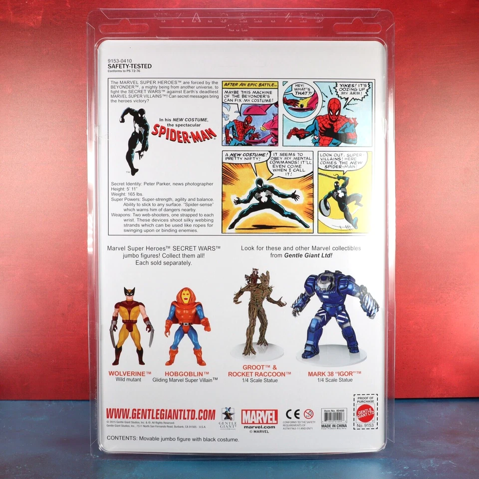 Figura Marvel Spider-Man Secret Wars Jumbo 12" Gentle Giant Negra 2015 Sellada Foto 2 de 4
