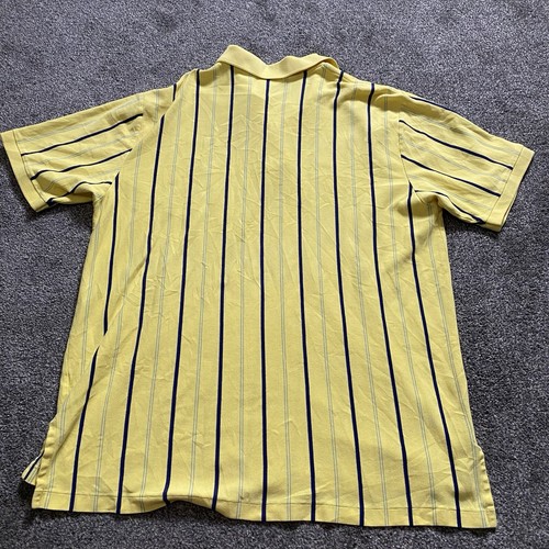 Mens 2X Big Polo Ralph Lauren Vertical Striped Yellow Golf Shirt Blue Pony - Picture 3 of 6