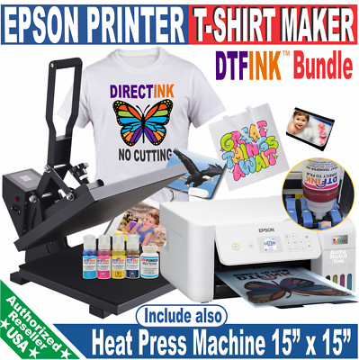 Epson Printer with DTF Film-Powder Print T-Shirt - Heat Press 15x15 Starter Kit