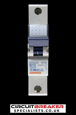 GEWISS 10 AMP CURVE B 6kA MCB CIRCUIT BREAKER MT60 GW92206