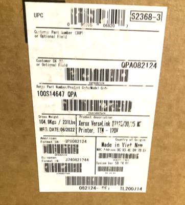 up10tion シリアルナンバー Xerox VersaLink B7130 MFP Laser Printer 100S14647 New Read Needs