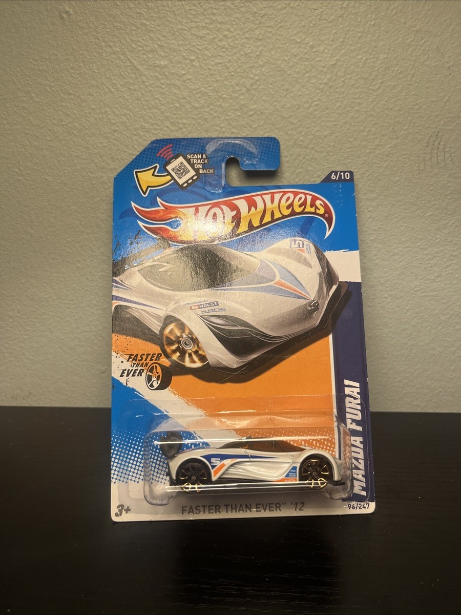 Hot Wheels 2012 Faster Than Ever Mazda Furai Diecast Race Car #96 White/Gold New