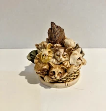 Vintage 2001 Kit & Caboodle by Peter Calvesbert Kittens & Mice in a Basket