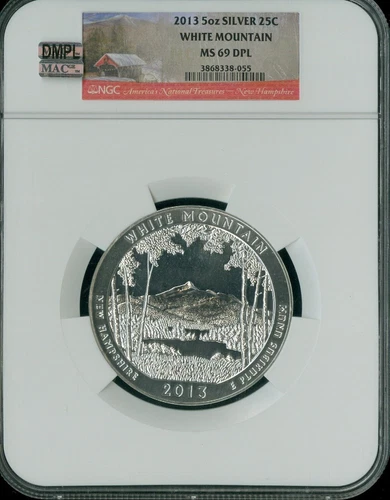 2013 WHITE MOUNTAIN PARK  5 OZ SILVER QUARTER NGC MS69 DPL MAC SPOTLESS *