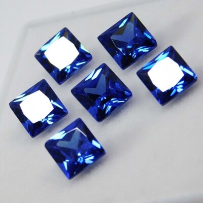 7x7 MM 10 Pcs Lovely Blue Sapphire Corundum Square Faceted AAA+ Loose Stones