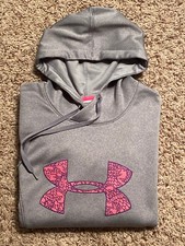 UNDER ARMOUR STORM WOMEN'S Sz S COLD GEAR SEMI-FITTED GRAY  PINK HOODIE