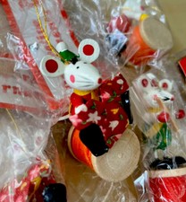 Vintage Christmas Mouse Mice on Spool Ornaments 5 pc + 3 more need glue 8 pc F5