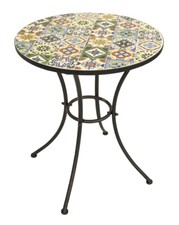 VERDELOOK Tavolo Mosaico Metallo Flower Design diametro 60 cm e altezza 73 cm