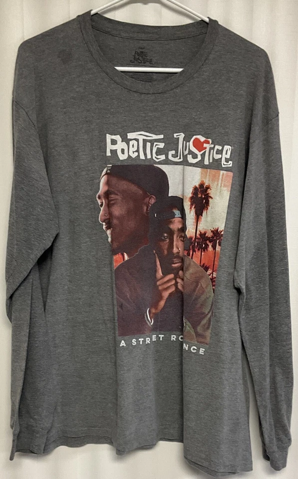 Camiseta Poetic Justice Tupac Shakur Manga Larga Hombre’s 2XL Gris. 6289 Foto 2 de 4
