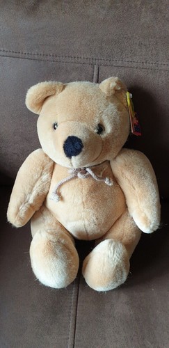 Oso de peluche articulado marrón miel beige jade vintage juguete suave 15" - Imagen 6 de 9