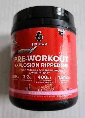 Six Star Pre-Workout Explosion Ripped 2.0 Powder Watermelon 30 Servings 