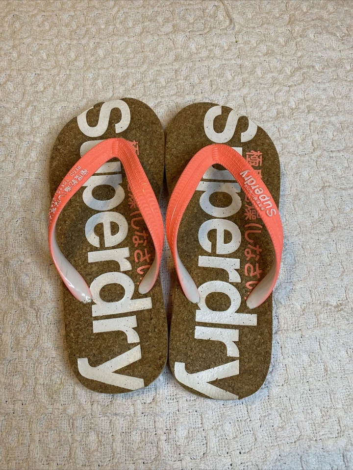 Superdry Sandalias Chanclas Corcho Rosa Neón Talla S Poco Uso Foto 2 de 4