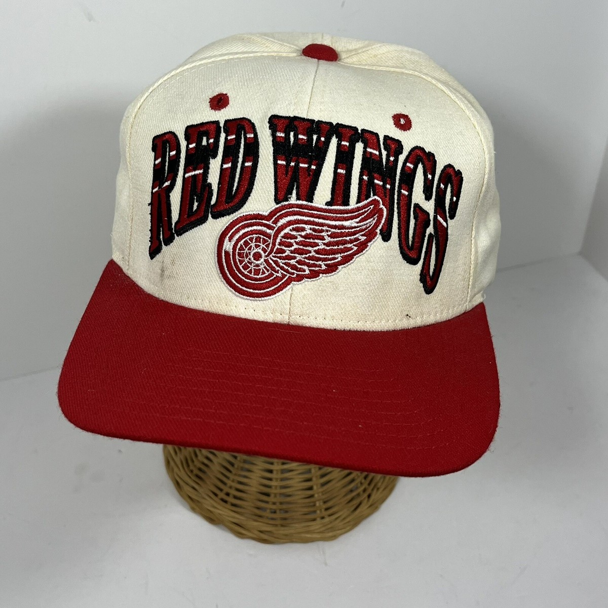 Vintage Starter StarFit Detroit Red Wings Arch Flex Stretch Fitted Hat Wool  90s
