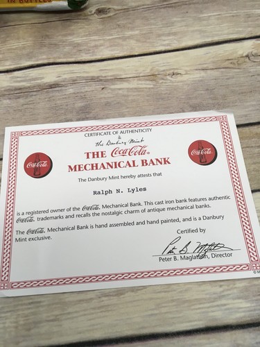 Danbury Mint 2000 Coca Cola Mechanical Bank Polar Bear Sled Cast Iron COA - Picture 8 of 9