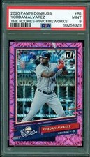 Yordan Alvarez Rookie 2020 Panini Donruss The Rookies Pink Fireworks #R1 PSA 9
