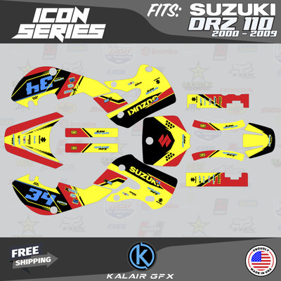 Graphics Kit for Suzuki DRZ110 2000-2009 Icon Series - Red