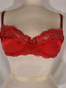 Lise Charmel Womens Red Dressing Floral Demi Underwire Bra Size 36B