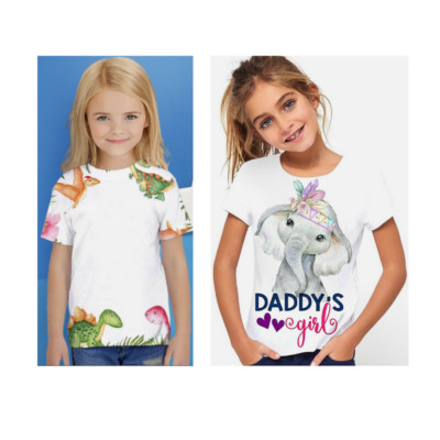Kinder T-Shirt Jungen Mädchen Sport Tee Tops 3D Tier Cartoon Print Unisex 7-8 Jahre