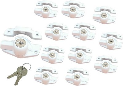 12-Pack QCAA Keyed Window Sash Locks Child-Proof Security Heavy-Duty White 1.77''