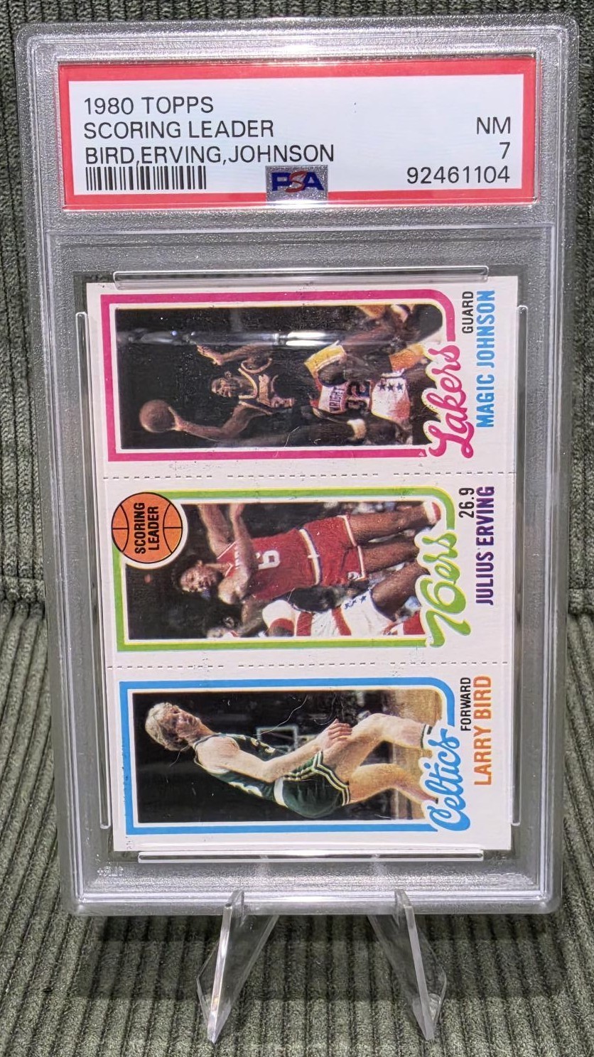 1980 Topps Scoring Leader - Larry Bird/Julius Erving/Magic Johnson PSA 7 NM