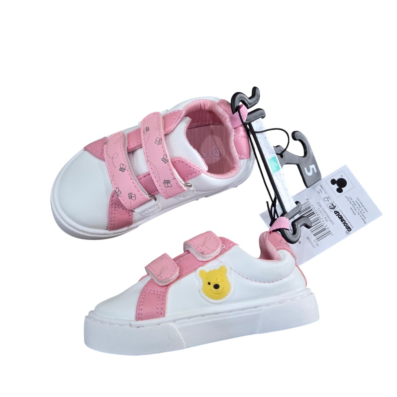 Disney Baby Winnie the Pooh Toddler Sneakers Size 5 Pink White Hook & Loop NEW