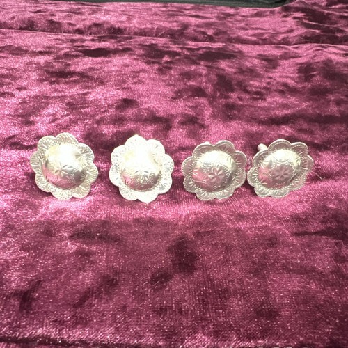 4 Vintage Sterling Silver 1 in Scalloped Conchos.
