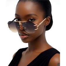 Elegant Classy Oversized Exaggerated Luxury Hot Men Women Brown Square Rimless