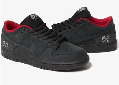 Supreme x Nike SB Dunk Low Black Red HQ8487-001 Men's Sneakers US 10 New