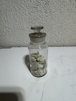 Vintage T.C.W. Co. Clear Glass Apothecary Jar Pharmacy Medicine Lab