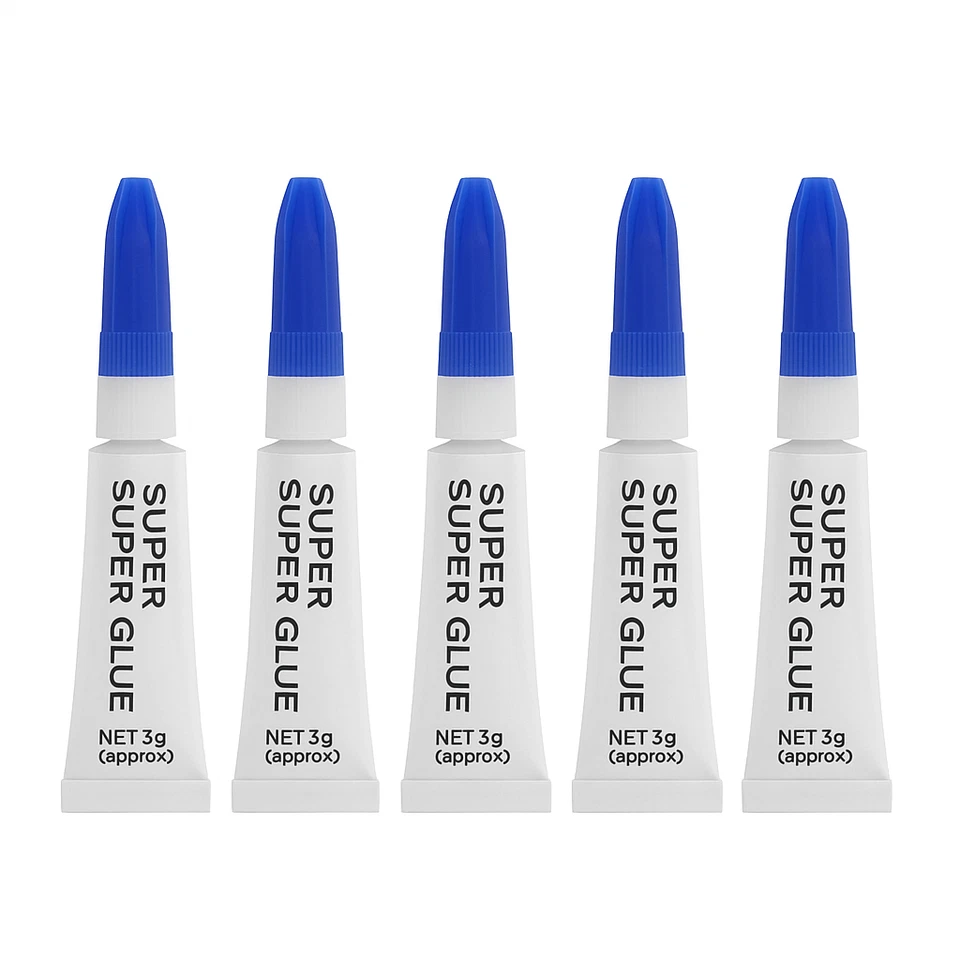 BLACKSPUR 5x Super Glue 3g Strong Adhesive Clear Plastic Ceramics Glass Rubber Metal Wood