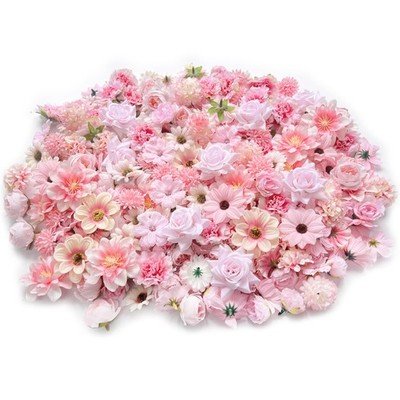 Artificial Pink Flowers Bulk Silk Roses Fake Flowers Heads for Crafts  DIY Ho...