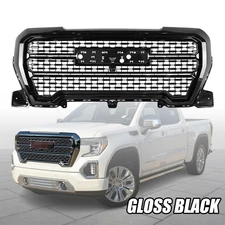 Gloss Black Front Upper Grille ABS Grill For GMC Sierra 1500 Denali 2019-2021