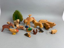 17 Konvolut Tiere Baum OSTHEIMER Holz Brandstempel 90er Holzspielzeug Vintage