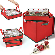Christmas Ornament Storage Box High Capacity Decoration Organizer Holds up to 64