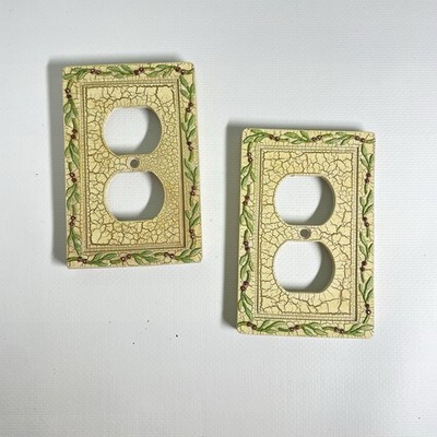 Borders Unlimited Rustic Olive Branch Outlet Cover Set of 2 Decorative Plates
