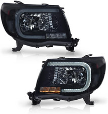 LED DRL Headlights Assembly Compatible with Toyota Tacoma 2005-2011 Smoke Lens B