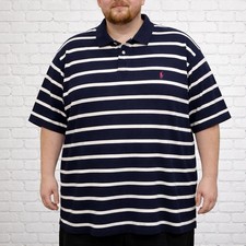 Polo Ralph Lauren 2XB Big Tall Navy Stripe Polo Shirt Classic Preppy Golf