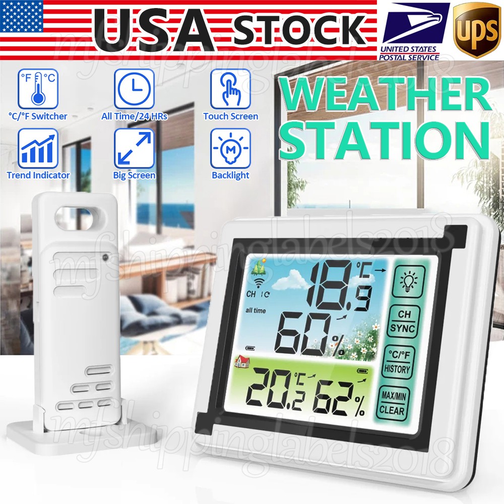 Digital LCD Indoor & Outdoor Weather Station Clock Calendar Thermometer Humidity