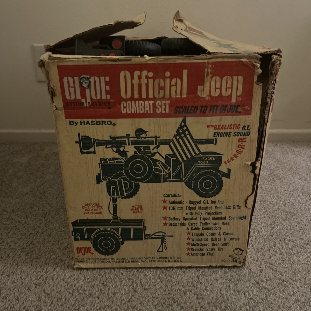 Vintage 1965 GI Joe Hasbro 7000 Jeep Combat Set With Searchlight