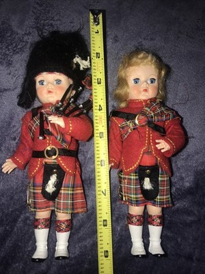 Vintage Scottish Bag Piper Dolls Pair
