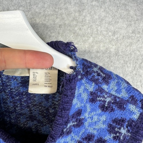 Oilily Sweater Kids Size 140 US 10 Blue Floral Wool Blend Sleeveless Pullover - Picture 7 of 11