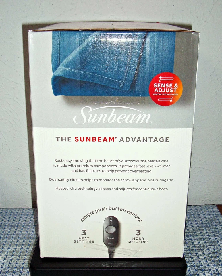 【NOVO】SUNBEAM ELÉTRICO FLEECE LANCE AQUECIDO (50" X 60"), XADREZ PRETO/BRANCO - Imagem 3 de 4