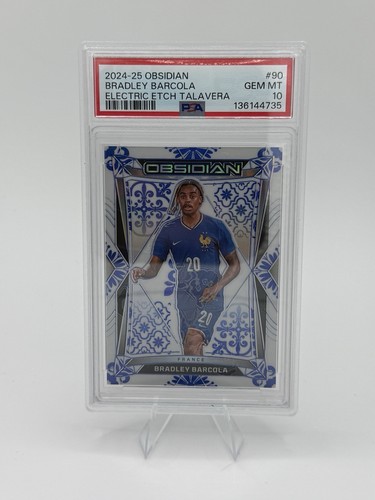 Panini 2024-25 Obsidian Electric Etch Talavera Bradley Barcola /8 France PSA 10