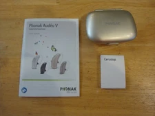Phonak Hearing Aid Hard Travel Case 3.75" w/Cleaning Tool & Wax Guard Filters